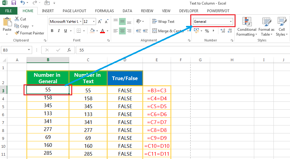 Text to column(Convert Text to Numbers)-2