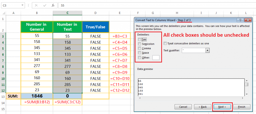 Text to column(Convert Text to Numbers)-5