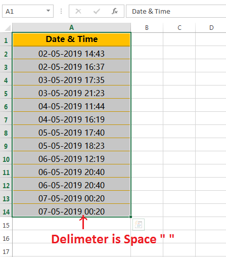 Text to column (Split Date and Time having delimiter space)-1