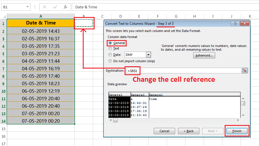 Text to column (Split Date and Time having delimiter space)-4