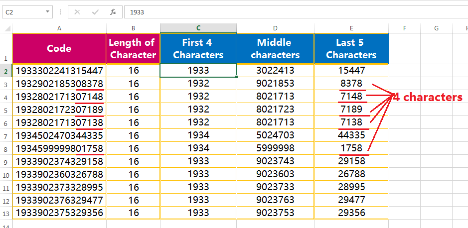 Text to column (Extract Few Characters of a fixed width text or String)-6