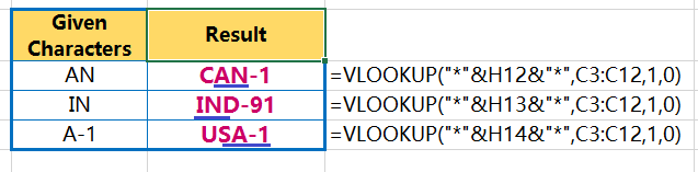 Vlookup wildcards 2