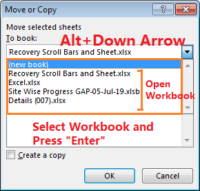 Mover o copiar la pestaña por el acceso directo de Excel-3