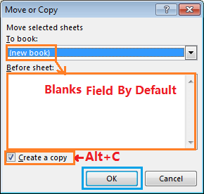 Mover o copiar la pestaña por el acceso directo de Excel-4