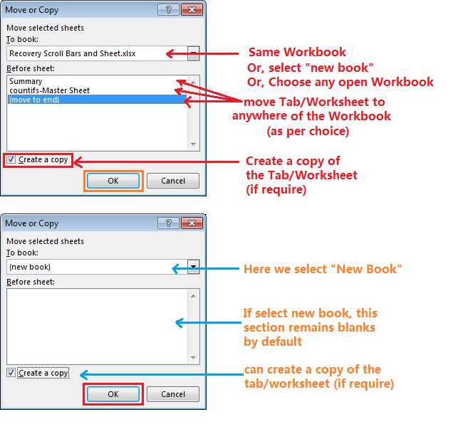 Move or Copy Tab by Manually