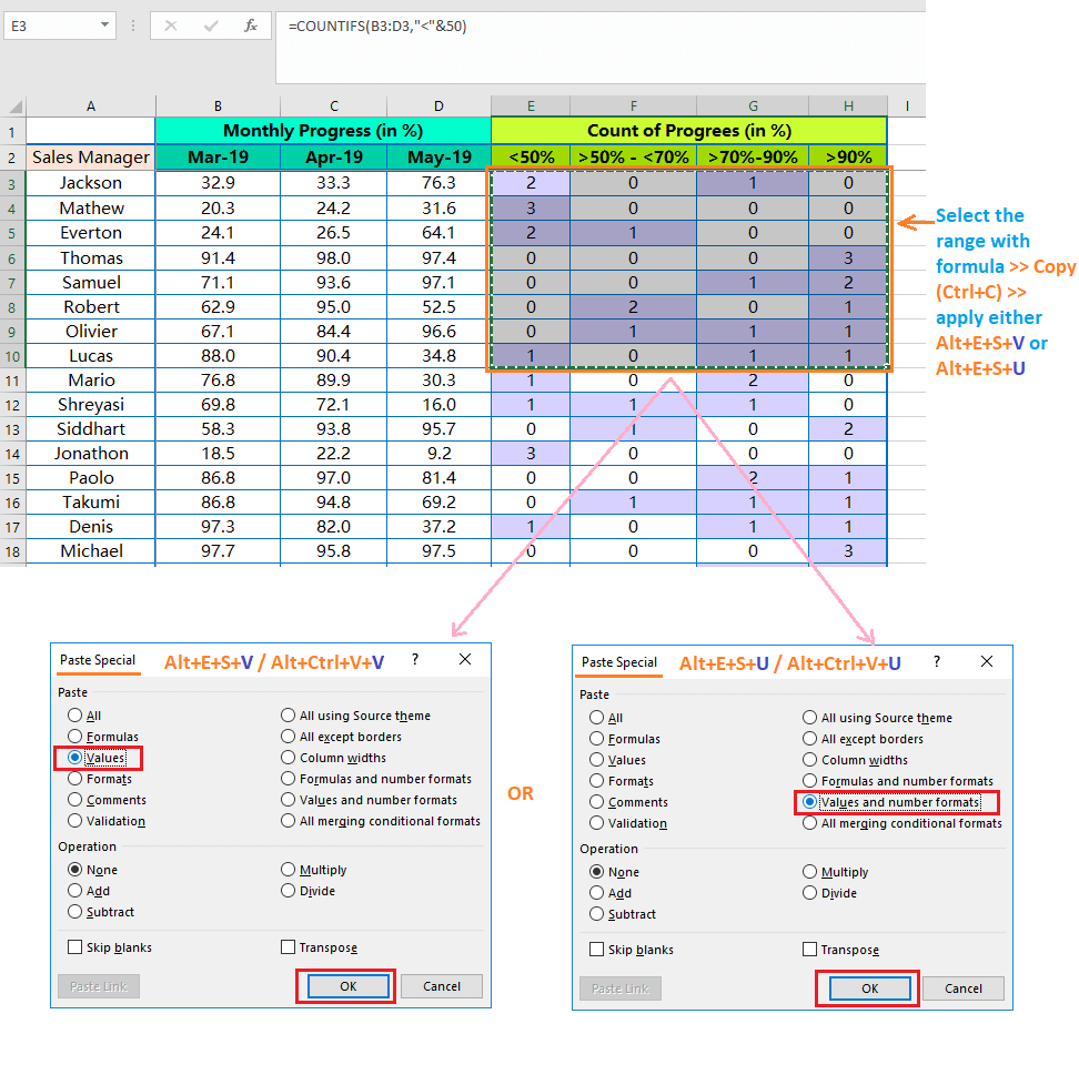 Alt+E+S+V or Alt+E+S+U