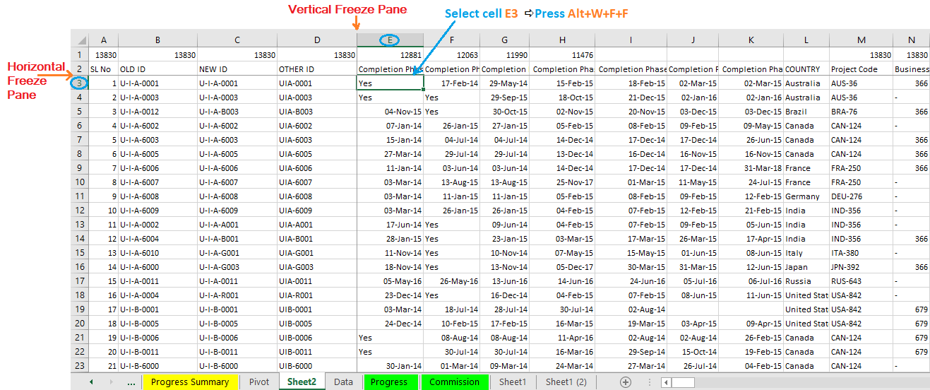 Reduce Excel File size-11 (Use Freeze Panes)