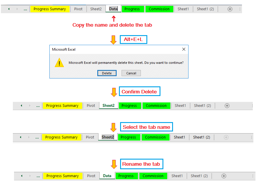 Reduce Excel File size-20 (Rename the New Tab as per the name of Old Database Tab)