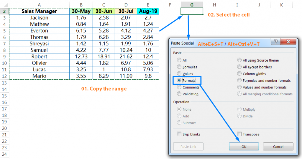 Pasting similar Formatting of the copied Ranges_1