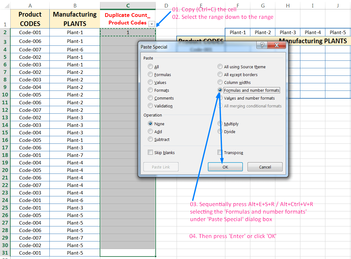 Transpose Data in Excel_Combined Functions for Transpose Columns to Rows in Excel (Using COUNTIFS, CONCATENATE, VLOOKUP, and IFERROR)_2