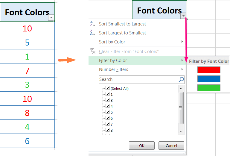 Color Filter by font color