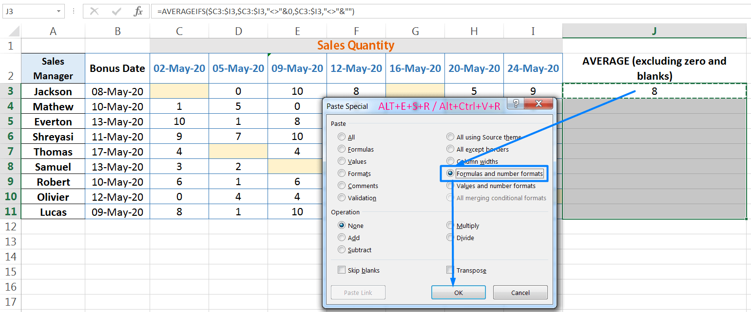 Ignore 'Blanks' and 'Zero' Values from Average Using Excel AVERAGEIFS Function_03