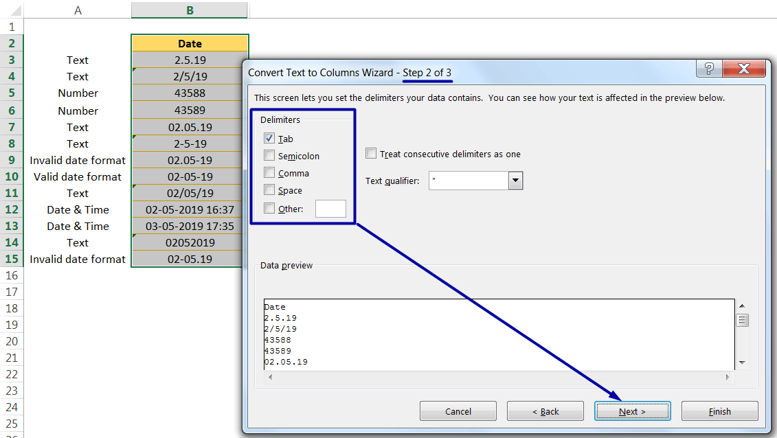 Change Excel Date Format_ Using the 'Convert Text to Columns' Wizard_2